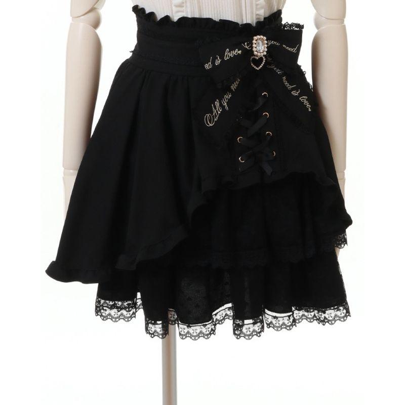 

Лиз Боковые Банты Шнуровка Асимметричная Юбка Массовое Производство Сладкая Милая Юбка Black M