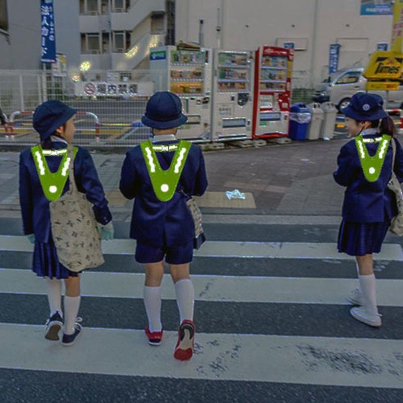 Outdoor Children Reflective Vest Students Polyester Safety Running Cycling Road V Shaped High Visibility Night Security