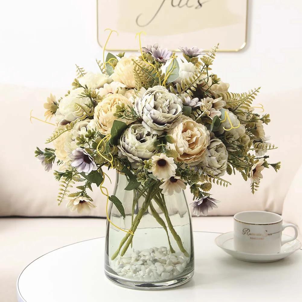 Künstlicher Blumenstrauß Simulation Pfingstrose Rose Künstliche Pfingstrose Modern Luxuriös Chic Heimdekoration Getrocknetes Florales Arrangement