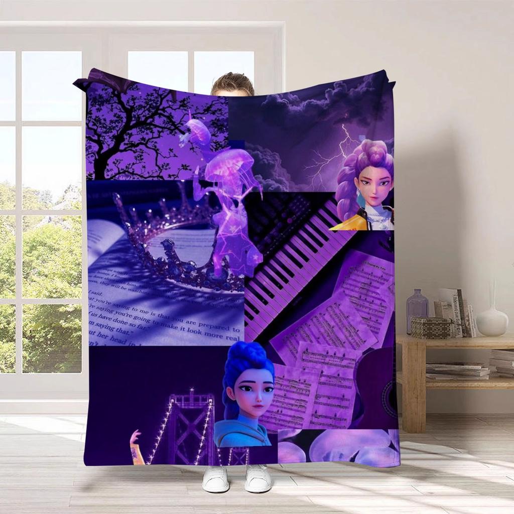 K-Pop D-emon H-unters Anime flannel blanket, suitable for home travel camping party gifts