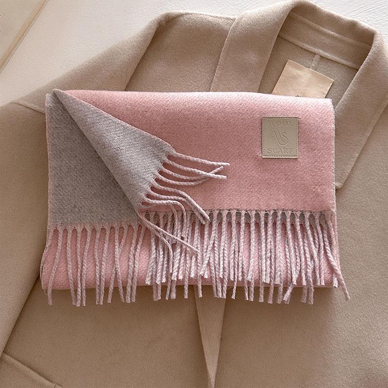 Winter Wool Scarf For Women Long Warm Cashmere Shawl Wrap Solid Lady Scarves Hijab Female Pashmina Bandana Head Scarves Stole