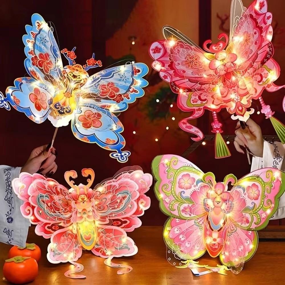 Portable Butterfly Lantern Material Kit Led Traditional Flower Lantern Handicraft Class