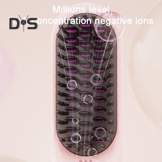 Kabellose Haarglätterbürste, 3 Temperaturmodi, einstellbare LED-Anzeige, schnelles Aufheizen, tragbare elektrische Heißbürste für unterwegs, Styling von lockigem Haar