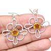 Citrine Quartz Gemstone Handmade Gift For Her Silver Jewelry Earrings 1.5''