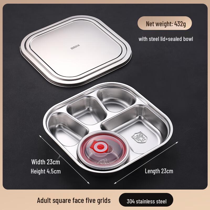 

304 Stainless Steel Adult 3-Compartment Meal Set