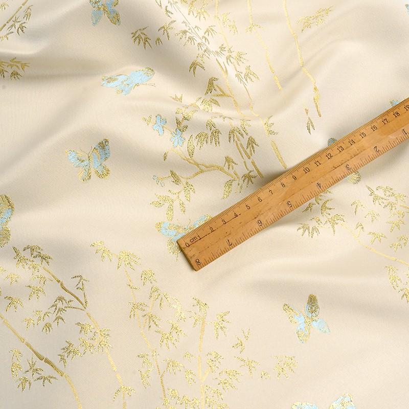 Chinese Style Song Brocade Fabric Bamboo Butterfly Brocade Jacquard Fabric Shiny Woven Gold Silk DIY Coat Vest