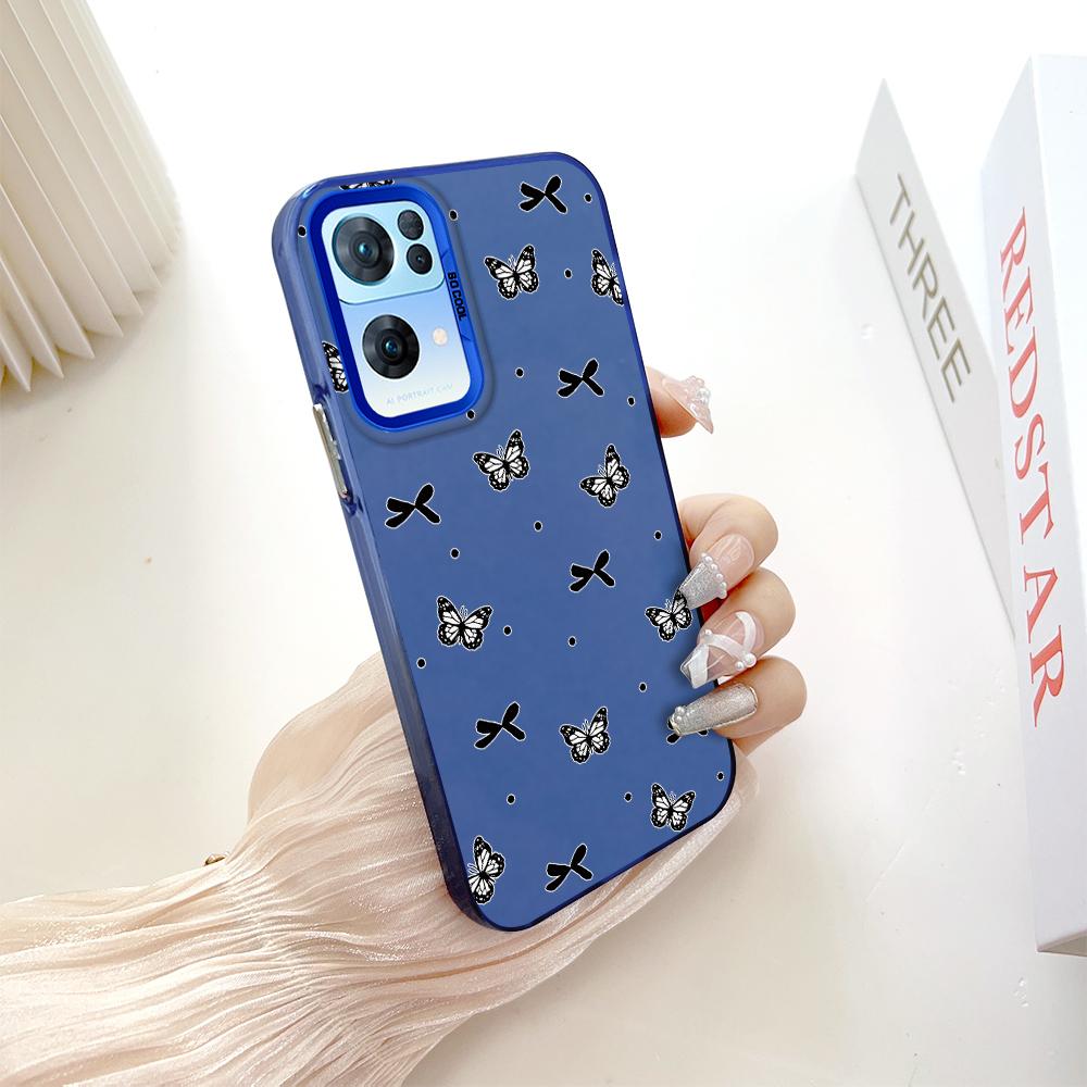 Painted Pattern Colorful Sliver Double Sided Hard Shell Shockproof Anti-fall Phone Casing for OnePlus OPPO Reno Realme