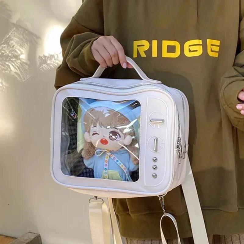 Ita Bag Cute Girl Shoulder Bag Transparent Pocket Television Design Backpack Trend Crossbody Bag Popular TV Design Ulzzang