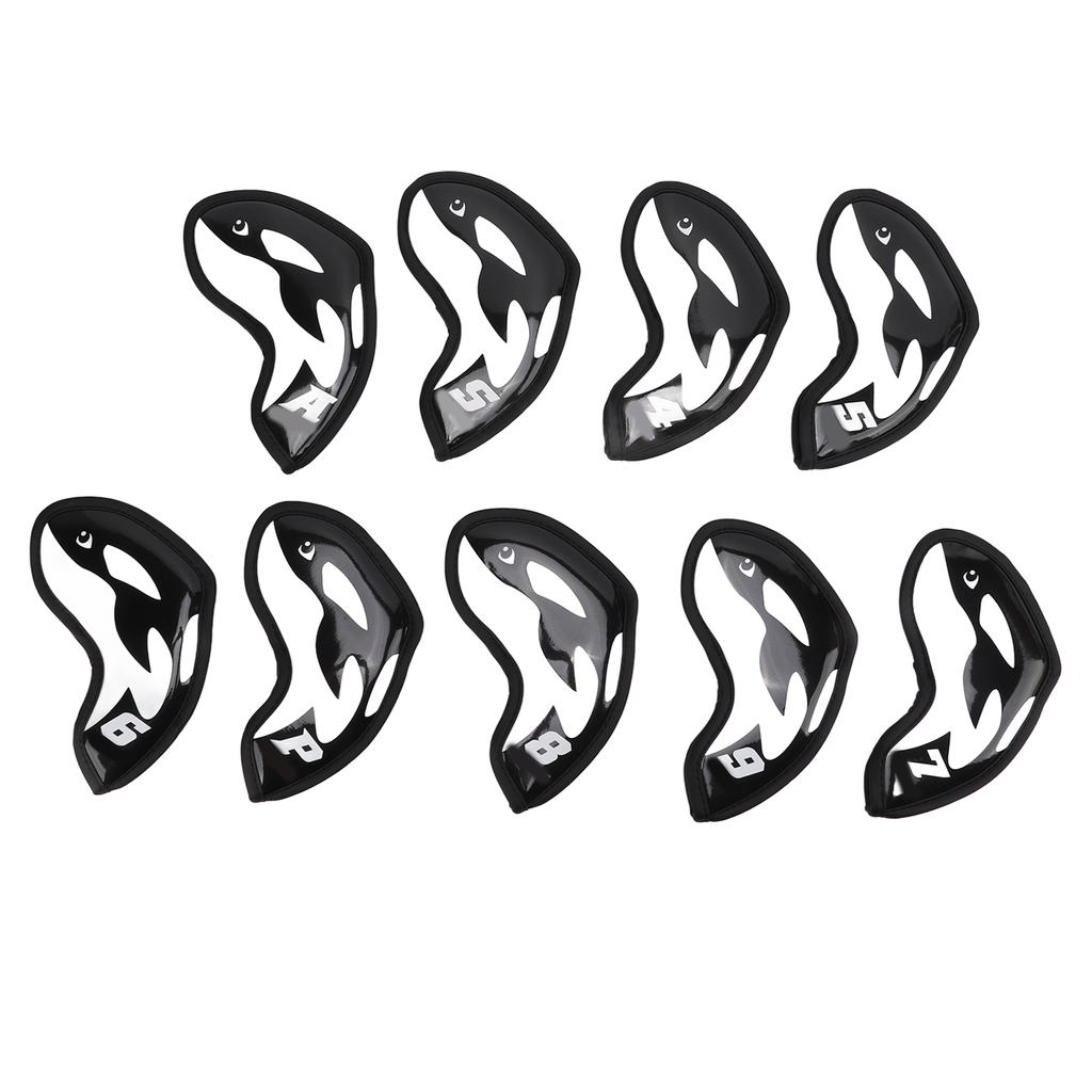9Pcs Golf Club Head Covers Ball Driver PU Cover Cartoon Putter Iron Headcover for Training Competition