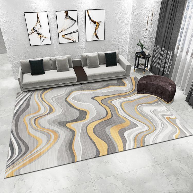 Irregular Line Decor Carpet Modern Home Living Room Decor Mat Nordic Style Non-slip and Cooling Rug for Study Bedroom Balcony