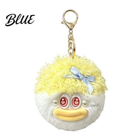 Bowknot Head Keychain Cartoon Curly Hair Keychain, Plush with Metal Clasp, Soft Plushie Bag Decoration Backpacks Handbags Keys Decorative Pendant for
