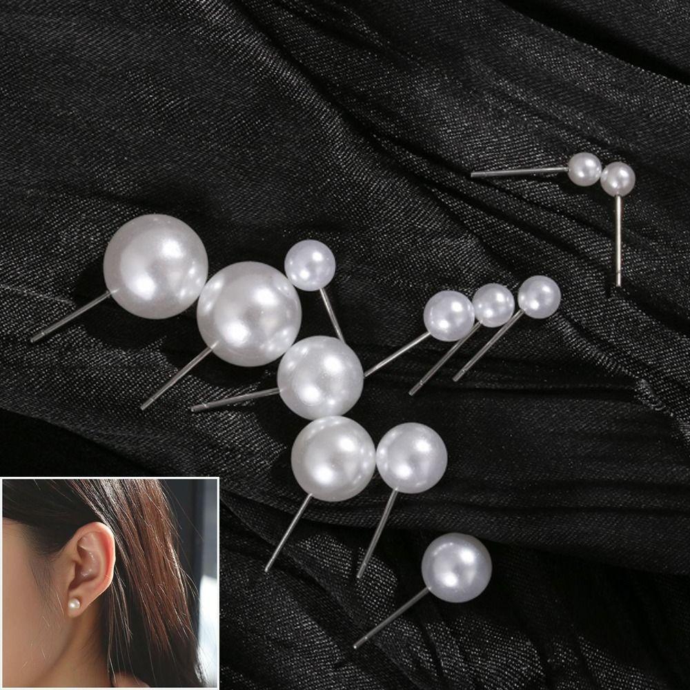 Elegant Pearl Earrings 4mm 5mm 6mm 8mm 10mm 12mm Ear Stud Round Ball Earrings  Wedding Engagement