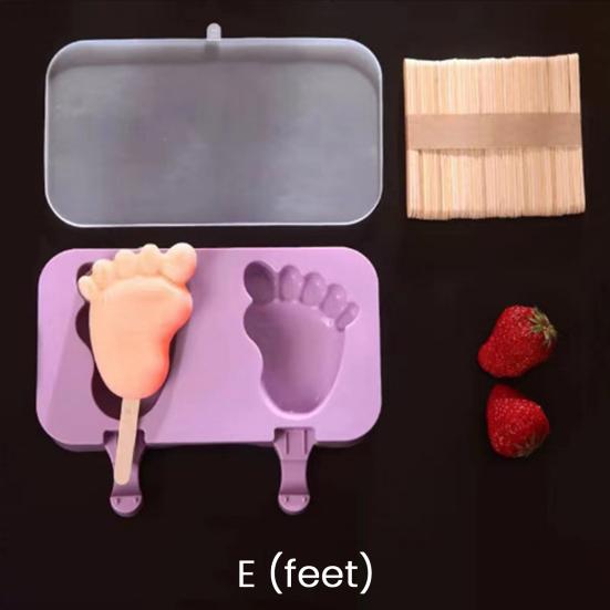 Kids Cartoon Shape Popsicle Molds Food-Grade Silicone Reusable Sticks Non-Stick Design Easy Release Ice Cream Mold