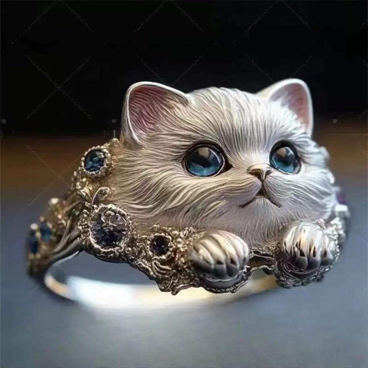 

Exquisite Kitten Ring, Unique Personality, Simple and Elegant Ins Style, High-end Sense, Niche Original Design Sense, Versatile opening adjustable