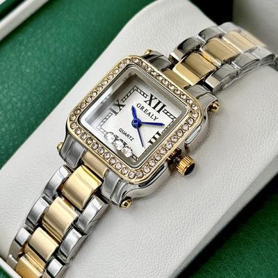 Montre de luxe pour femme GREELY rétro carrée sertie de diamants étanche