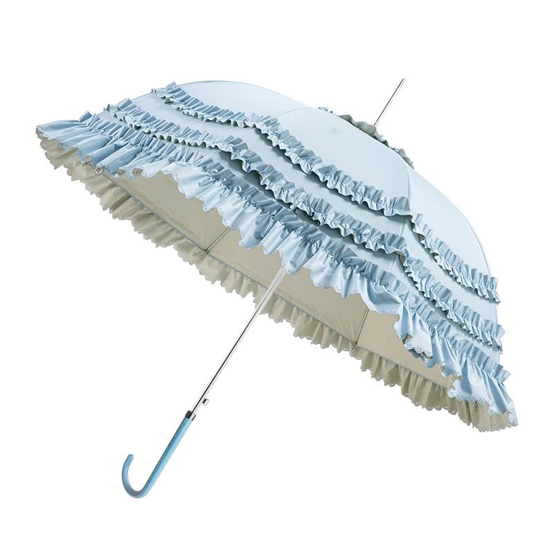 Full blackout loilta color glue sunscreen umbrella princess umbrella skirt lace lace full blackout Lolita long handle umbrella woman