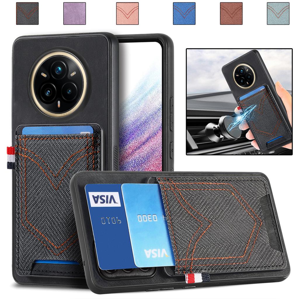 For Realme 14 Pro 5G Phone Case Retro Jean Cloth Texture Leather Back Cover with Card Holder