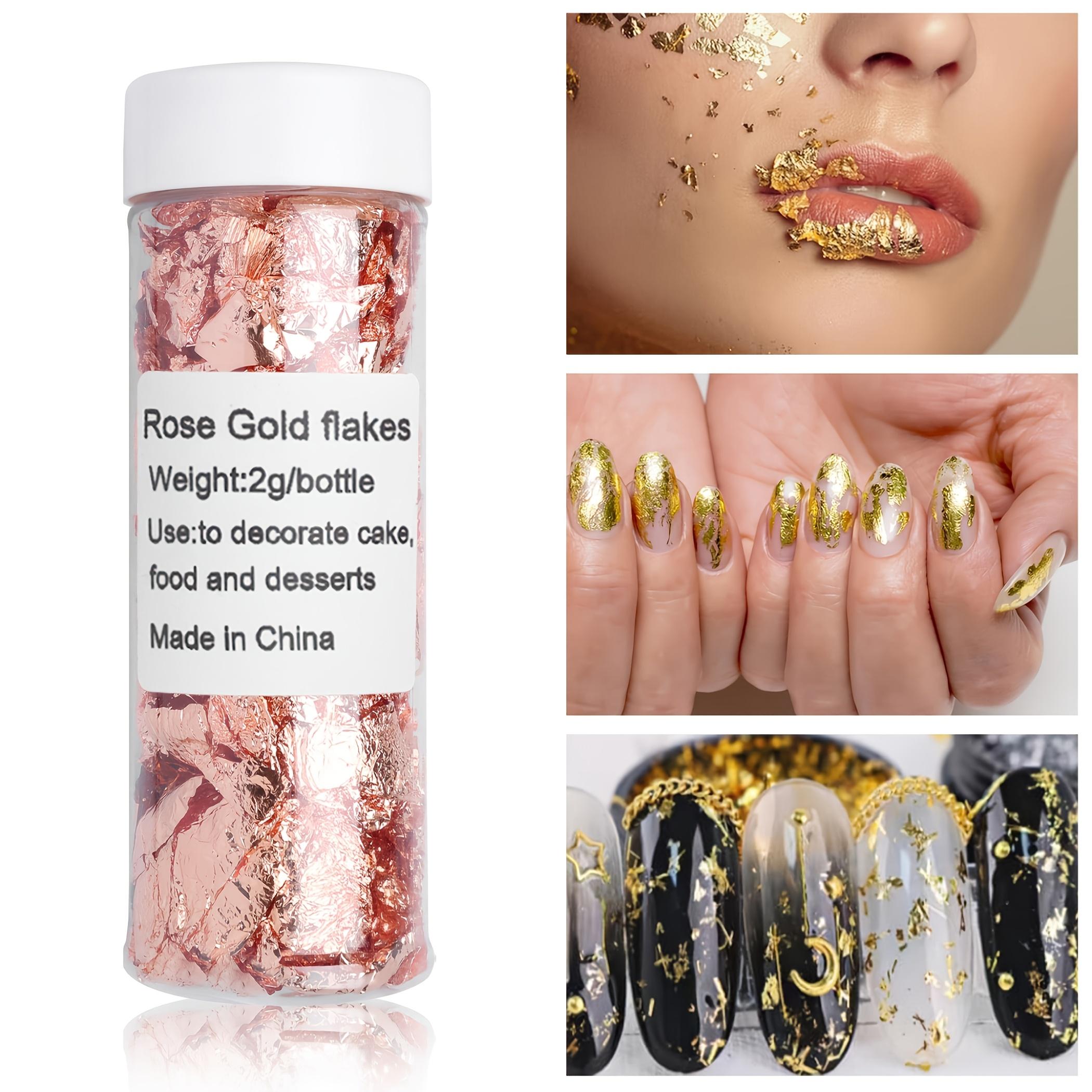 

Golden Foil Decorative Flakes,Perfect for Beverage Cooking,Party Celebrations,Luxury Baking Decorations,Crafts,Nail Art Resin рожевий колір золота