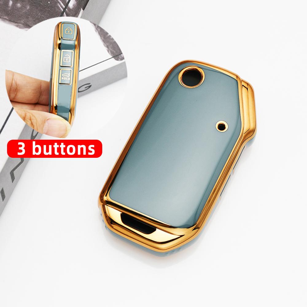 Gold Edge Tpu Car Key Case Cover Auto Shell Fob For Kia Sportage  Sorento Ceed  Cd Forte Cerato  K3 Gt Seltos