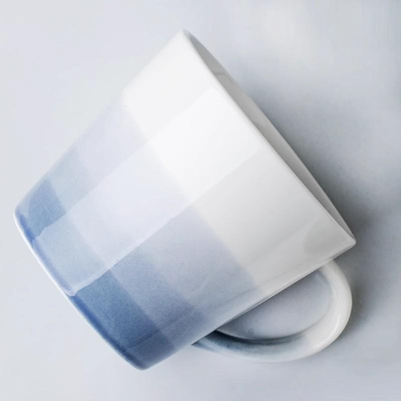 Fog Sea Gradual Change Color Ceramic Cup Design Sense Coffee Cup Simple Large Diameter Drinking Cup Export