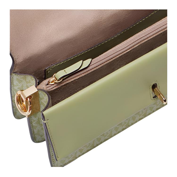 New MICHAEL KORS Greenwich Cow Leather Envelope Bag, Shoulder Bag, Crossbody Bag Women's Grass Green 30H1GGRL6V-378