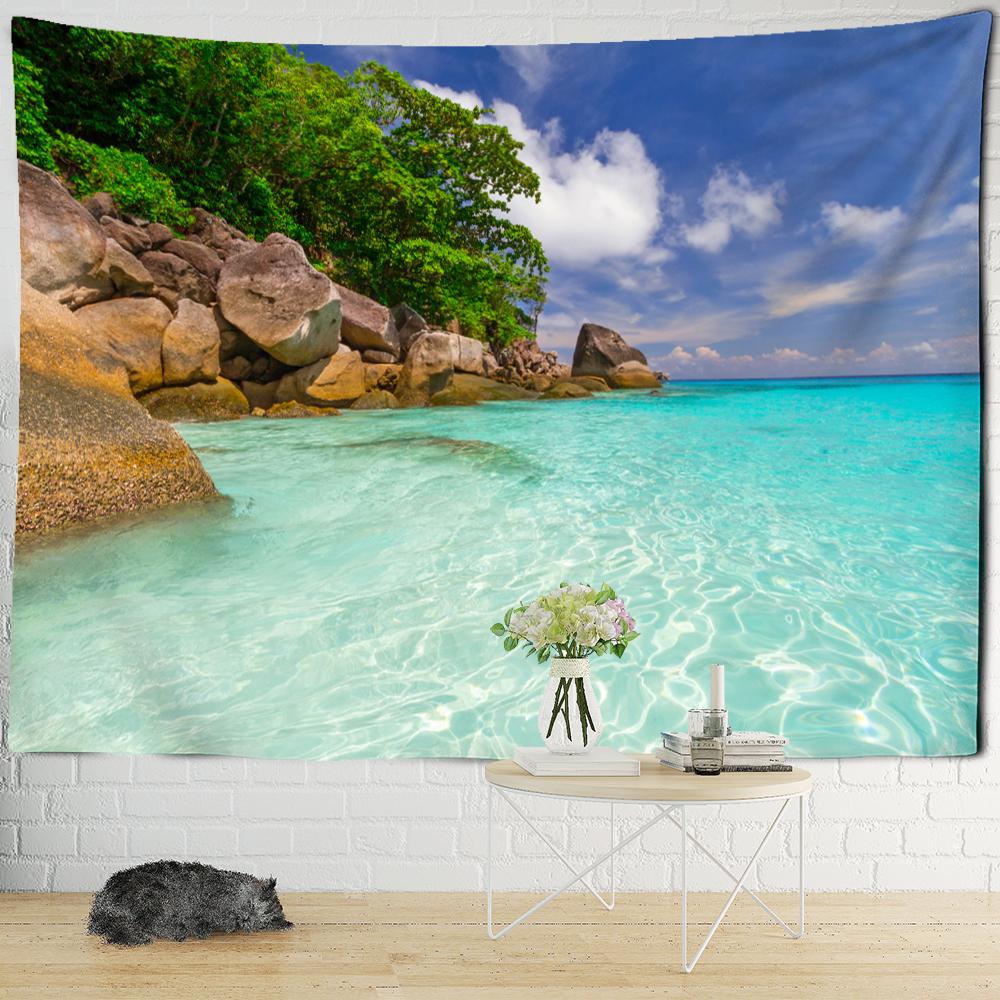 

Пейзаж, пляжная картина на окне, гобелен, настенный 3d принт, бохо, тропический хиппи, тапиз, домашний декор 230x150cm