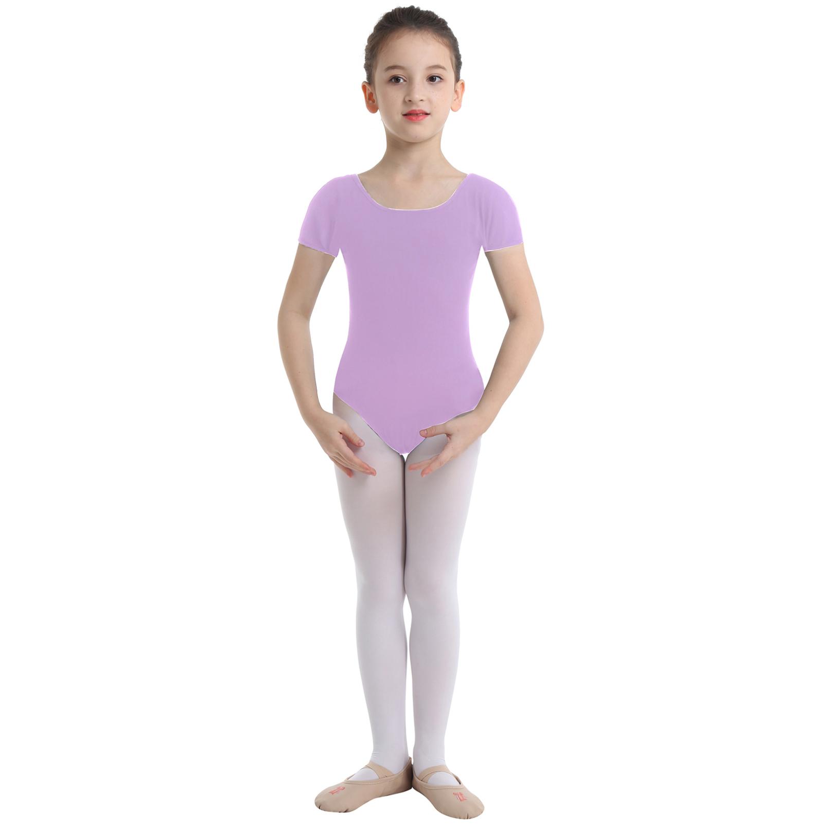 

Дівчата з коротким рукавом Балетне трико Гімнастичні трико Дитяче боді Комбінезон Балерина Танцювальні трико 8-10 Years фіолетовий
