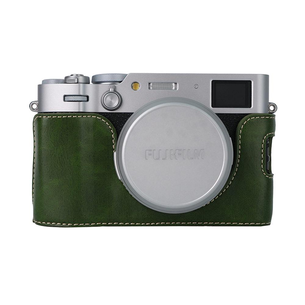 Meia Capa de Câmera para Pele Oleosa para Fujifilm X100VI Fuji X100VI Couro PU Tampa com Abertura Inferior