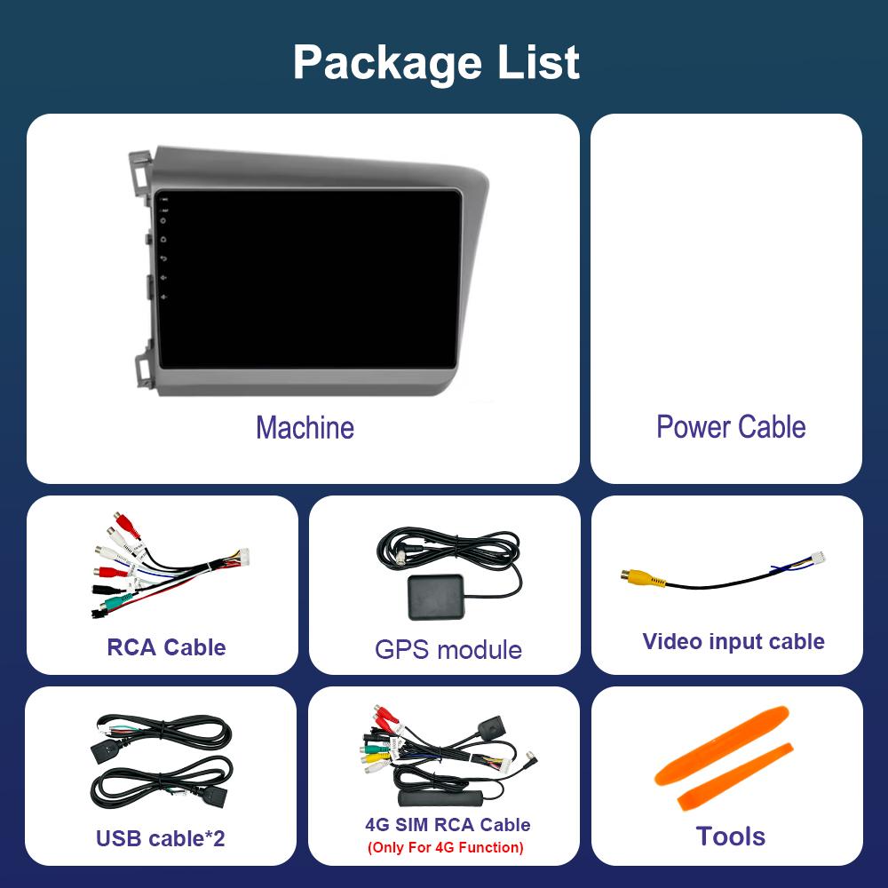 Android 14 Car Radio Multimedia Player for For Honda Civic 9 2012 - 2015 GPS Navi WiFi QLED Screen DSP Stereo 4G Cooling Fan