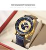 HELEI Men's Luminous Quartz Watch: Waterproof with Genuine Leather Band.