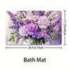4Pcs Elegant Purple Floral Shower Curtain Set with Non-Slip Bath Mat, Toilet Lid Cover, Contour Rug & 12 Hooks, Bathroom Decor