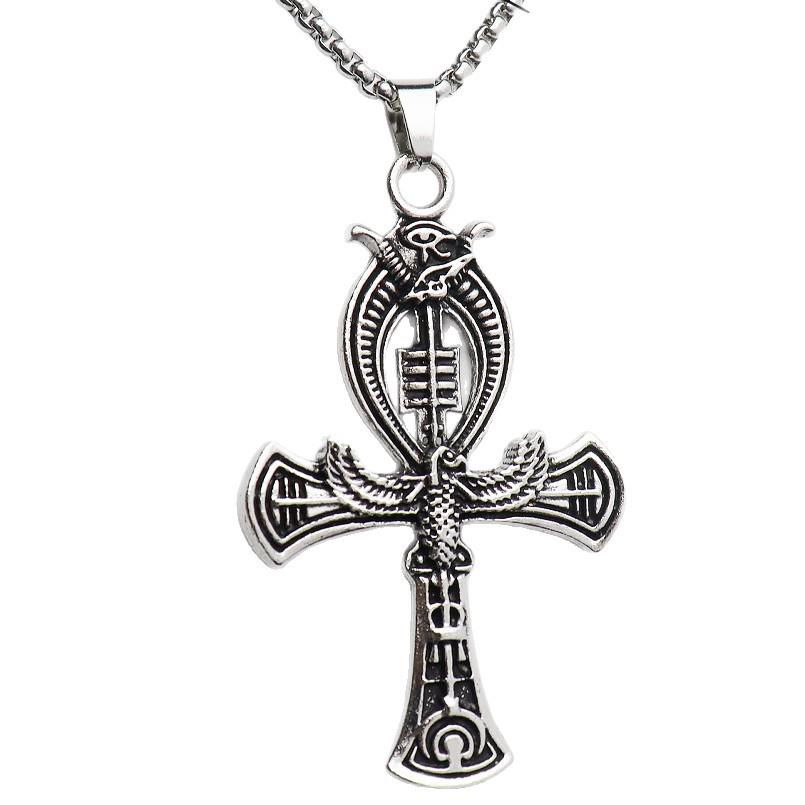 European-American Ankh Necklace: Unisex Eye of Horus Cross