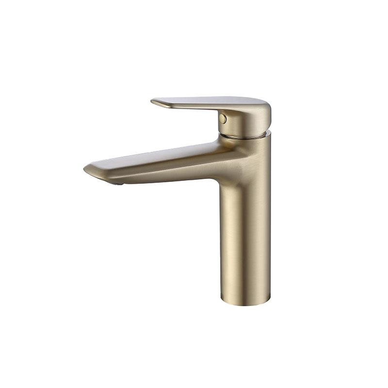 Brushed Gold/Gray Brass Bathroom Faucet Fashion Deck Mount Hot and Cold Water Mixer Basin Faucet White Single Hole Sink Tap