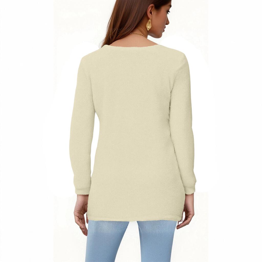 Women's Casual Fashion Long Sleeve Button-Down Pullover Top