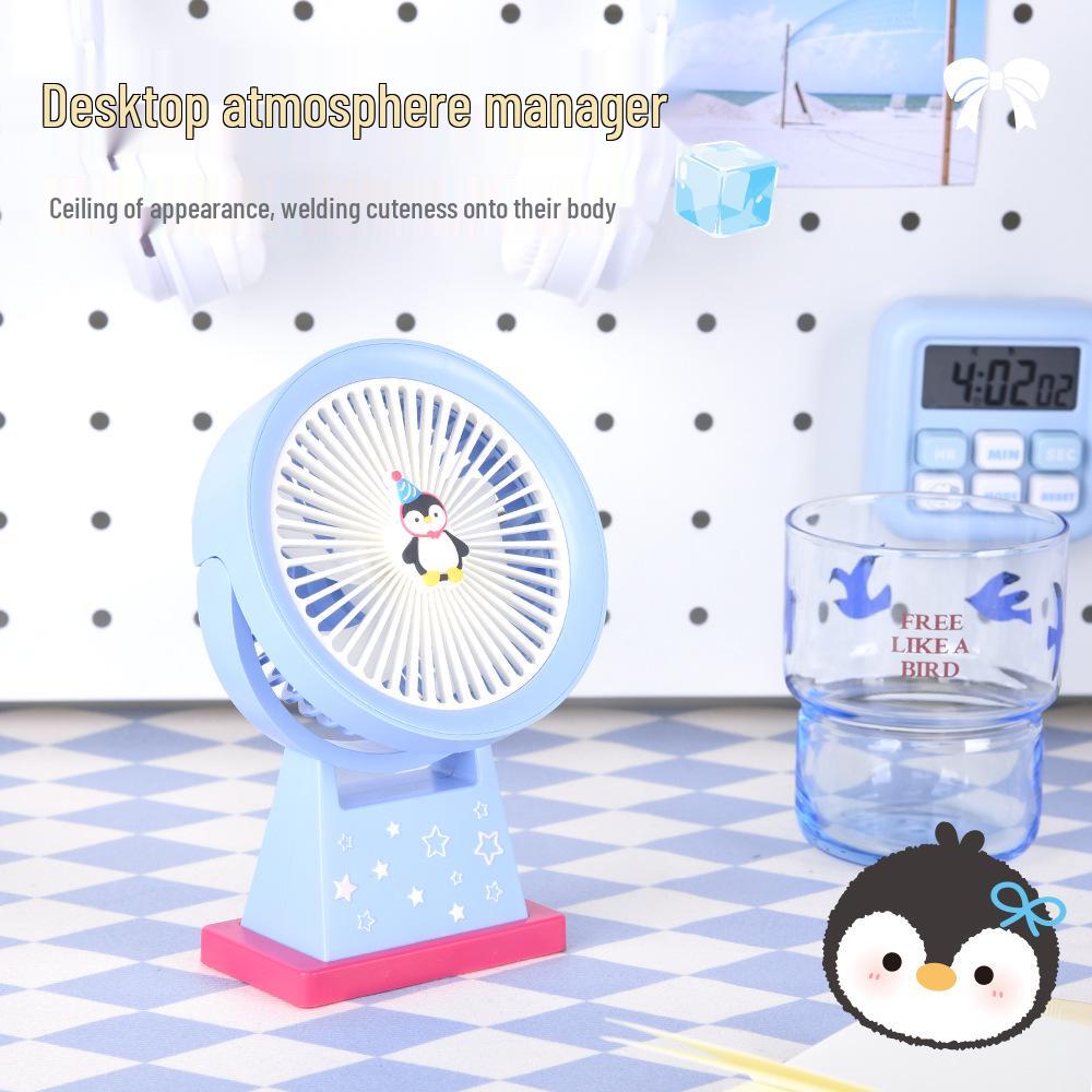 Portable USB Rechargeable Cartoon Fan for Dorms, Offices, and Outdoors