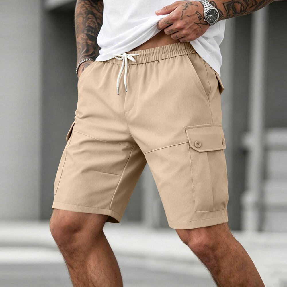 Men s Cargo Shorts Elastic Waist Drawstring Shorts L