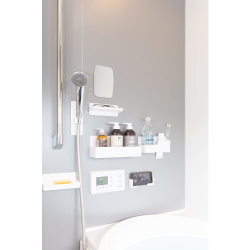 Towa Sangyo Bathroom Rack, White, Approx. 28.3 x 9.4 x 11.2 cm, Magnetic SQ, Bath Pocket, Wide, 39208
