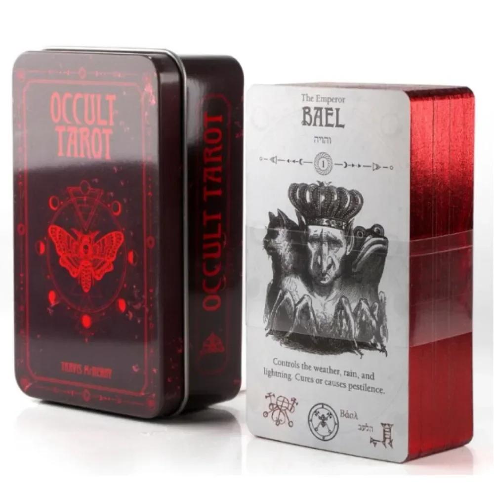 Wondering spirit Tarocchi 78 pezzi in una scatola di latta con bordo placcato in oro Carte dei tarocchi per la divinazione Mazzo di tarocchi Bellissima confezione