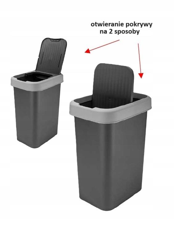 Valor 25 Tilting Waste Bin For Garbage, Light Gray, Narrow, Slim, 2 1 Pc