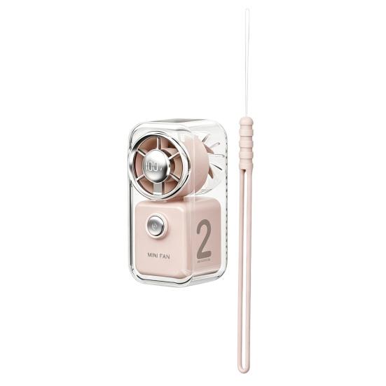 Mini Handheld Fan, Transparent Cyber Portable Small Fan with Digital Display, 3 Speed USB Rechargeable Pocket Fan for Travel Office