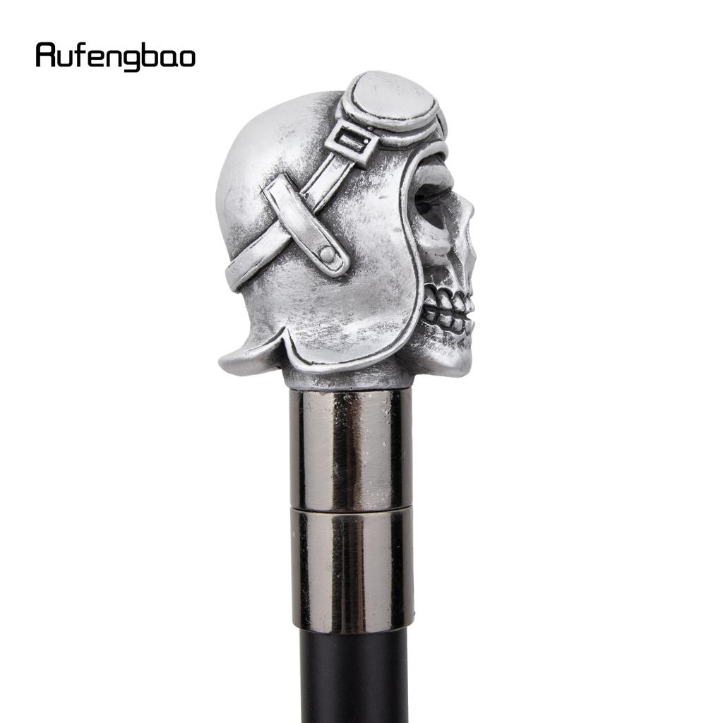 Silver Resin Skull Head Walking Cane Fashion Decorative Steel Walking Stick Gentleman Elegant Cosplay Cane Knob Crosier 92cm