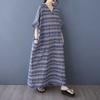 Summer Color Vacation Style Tourism V-neck Retro Long Skirt Cotton Linen Dress