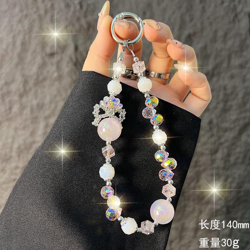 New Crown Phone Chain Premium Handmade Crystal Phone Chain Short Strap Keychain Bag Pendant