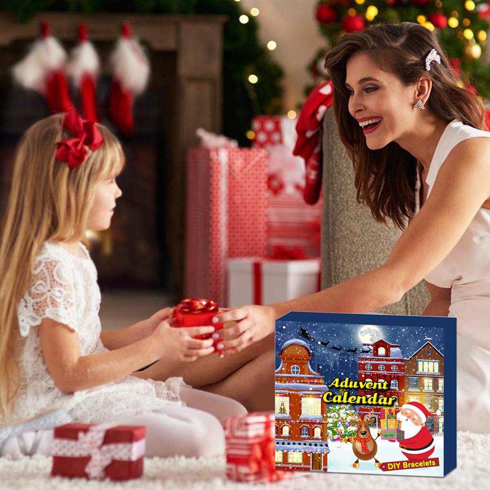 Christmas Advent Calendar DIY Pendant Bracelets Christmas 24 Days Countdown Calendar Gift Box Set