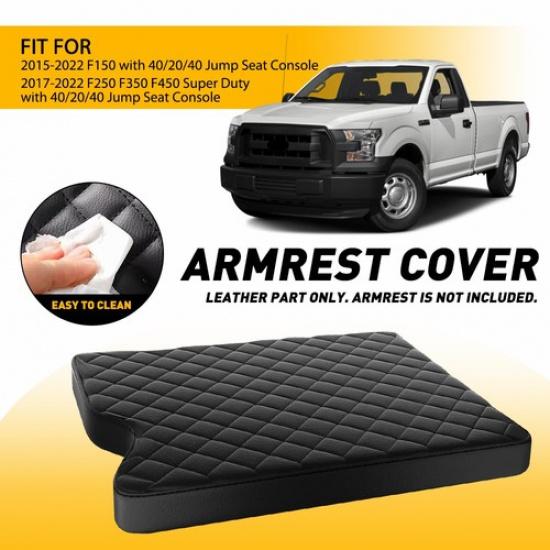Fits Ford 2015- F150 Jump Seat Center Console Lid Armrest Cover Pad Black