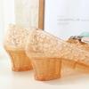 Ladies Crystal Jelly Wedges Sandals Woman Transparent Cut-outs Shoes Comfortable Mom Summer Sandalias Open Toe