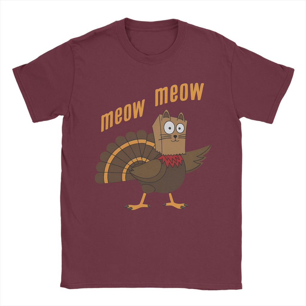 Men's T-Shirt Thanksgiving Day Turkey Meow Fashion Cotton Tee Shirt Short Sleeve  T Shirts Round Neck Clothing Gift Idea