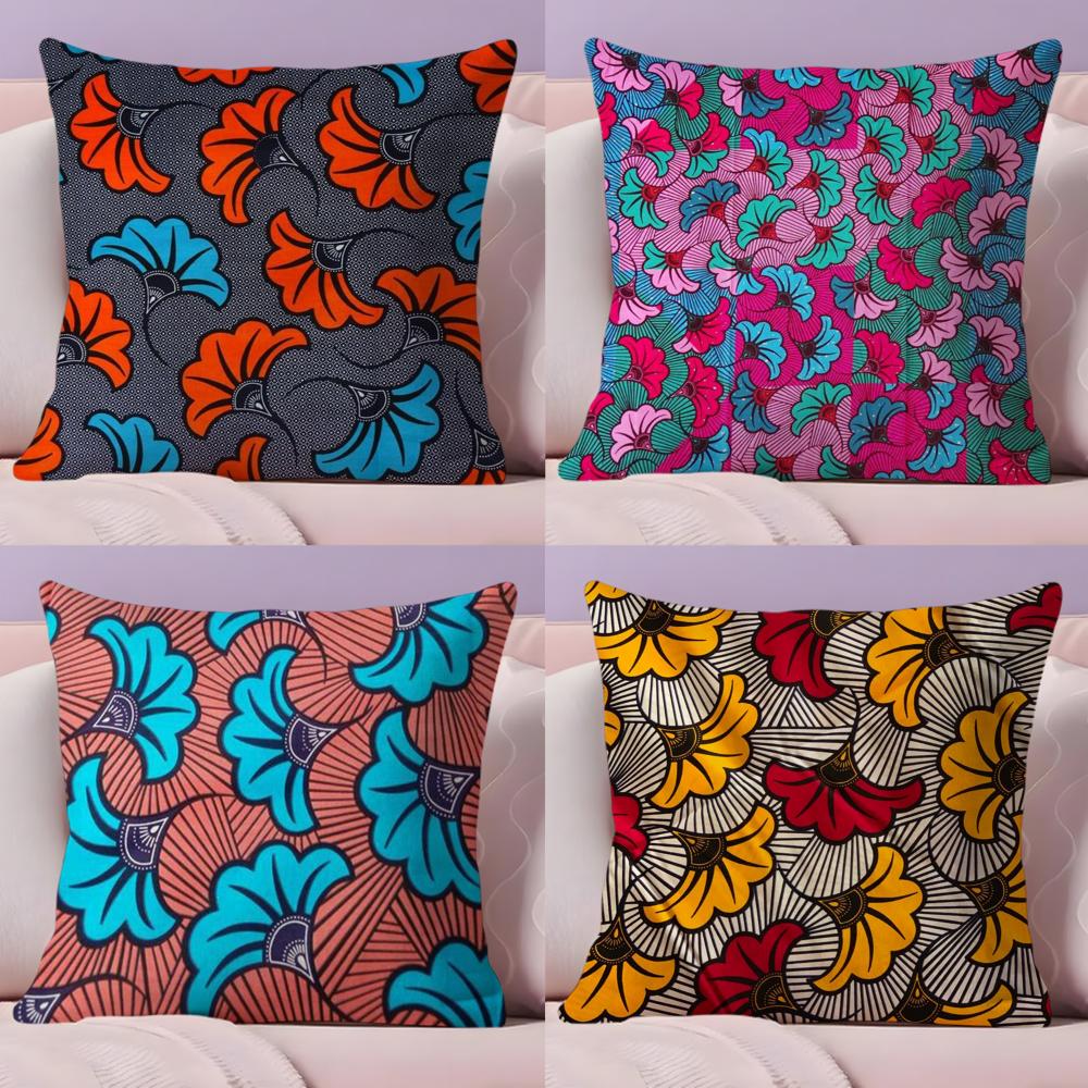 African Style Print Cushion Cover Plush Fabric Soft Double-Sided Printed Sofa Pillow Case Colorfast Home Decor Gift