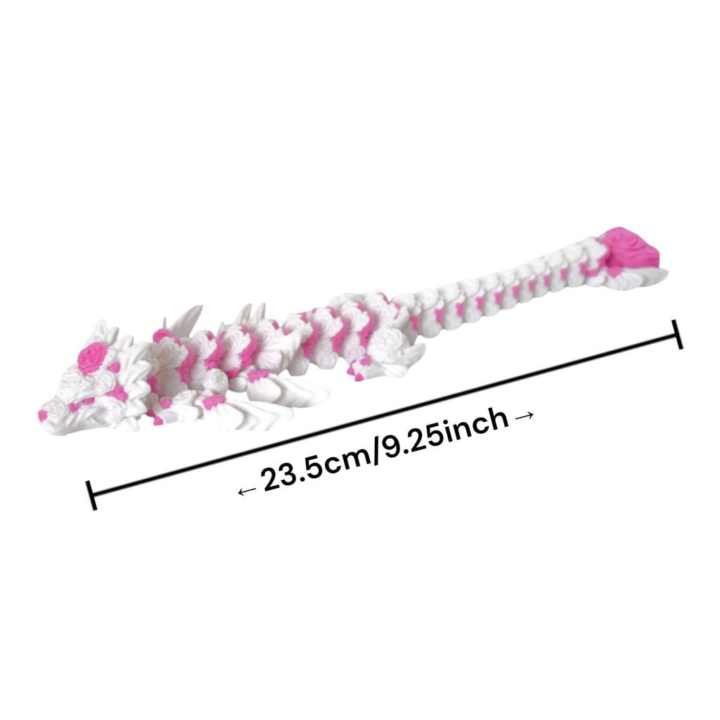 Dragon Rose Coeur 3D - Modèle de Figurine Articulée Mobile Ornement pour Enfants