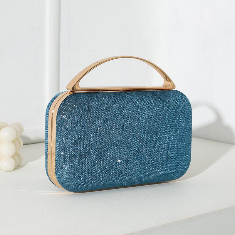 

Elegant Pu Metal Evening Bag For Women With Chain Strap And Lock Closure For Formal Events синій